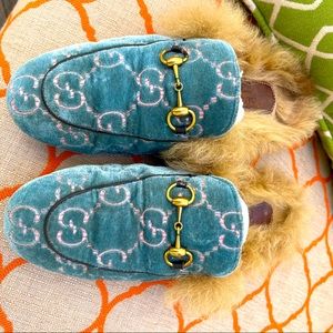 Gucci Princeton Fur Loafers Blue&pink 38
